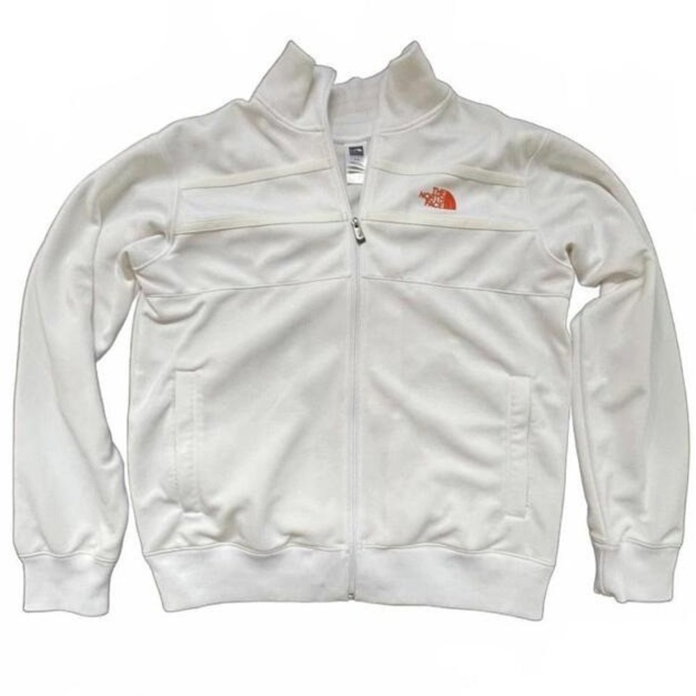The North Face Track Jacket White Orange Logo Full Zip Mens XL